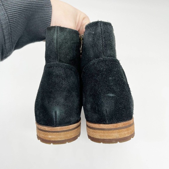 Kork-Ease Balsa Ankle Boots Suede Black Size 6 Leather Side Zip Bootie Leather - Picture 5 of 7